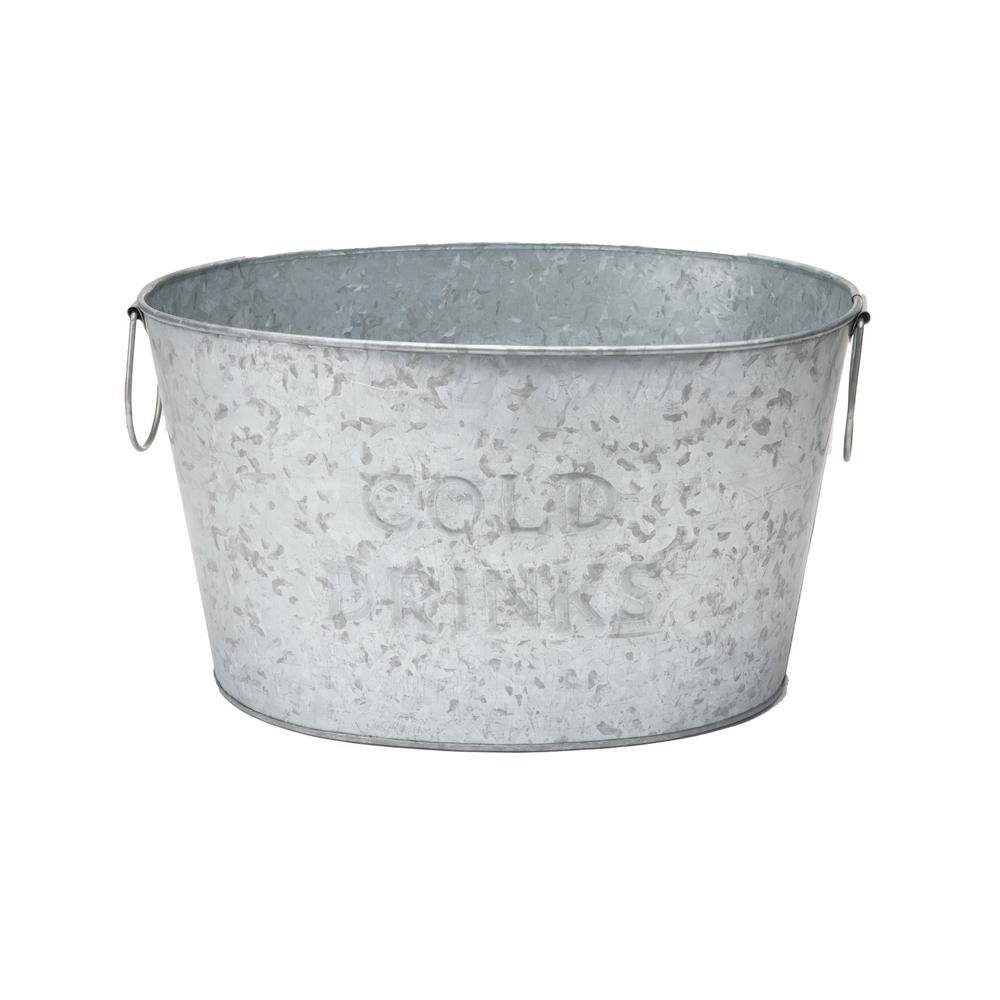 Mind Reader Small Galvanized Steel Beverage Tub with Handles in Silver ITUBSM-SIL