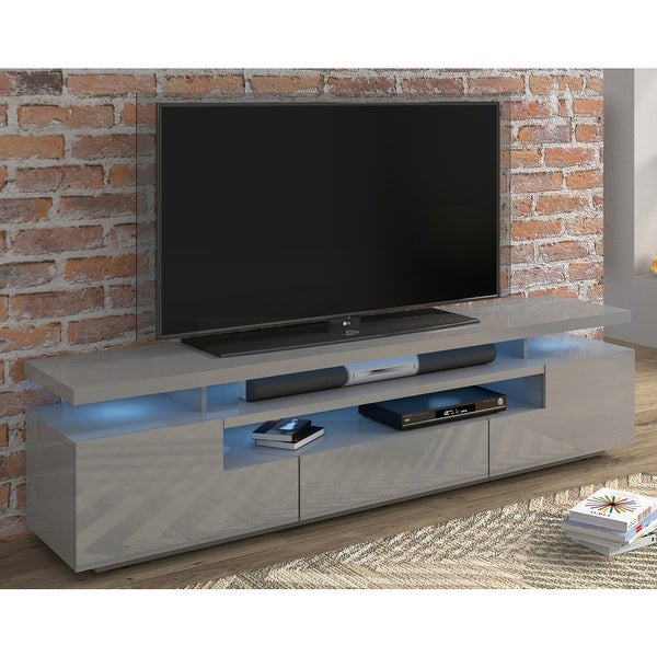 Strick and Bolton Sparkes 77-inch High Gloss TV Stand with LED Lights