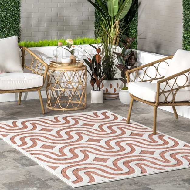 Nuloom Sallee Geometric Swirls Indoor outdoor Area Rug