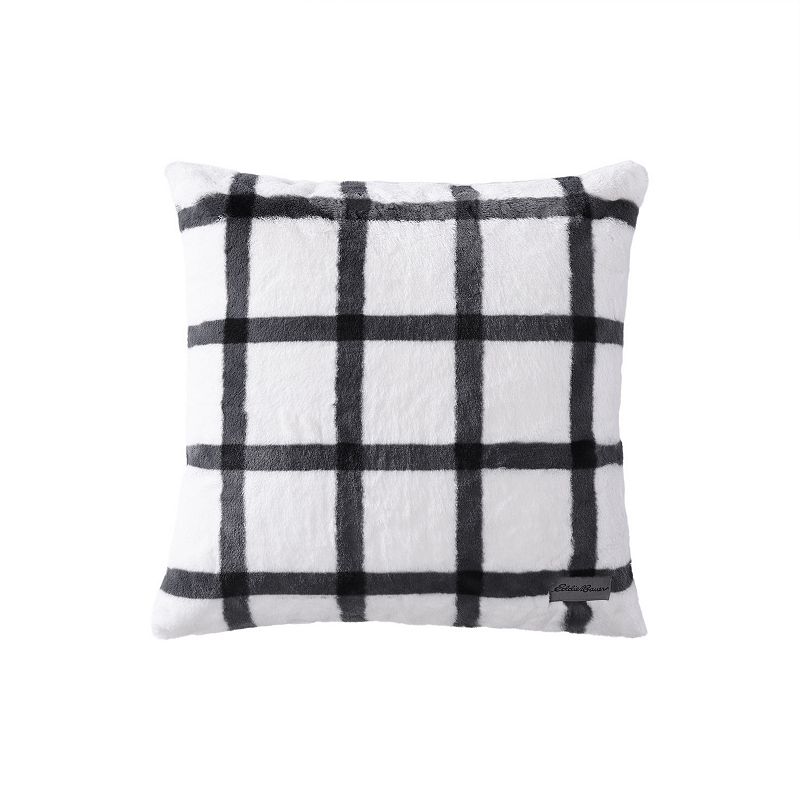 Eddie Bauer Bunkhouse Plaid Gray Faux Fur Throw Blanket and Pillow 2-Piece Set