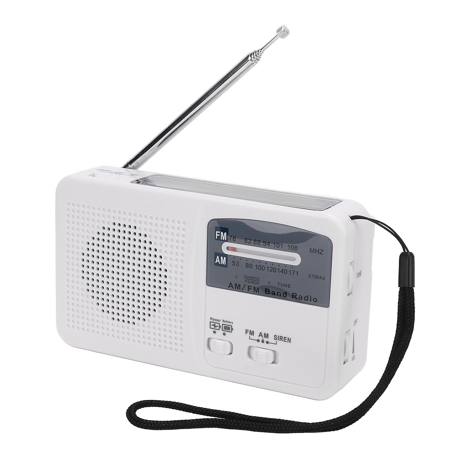 Solar Charging Emergency Radio Hand Crank Radio Multiband Am Fm With Led Light For Outdoor Camping White