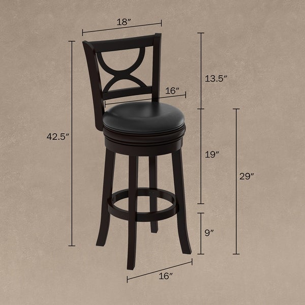 Hastings Home 29-Inch High Back Bar Stool with 360-Degree Rotating Seat