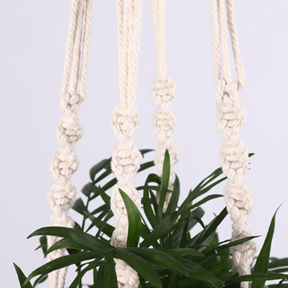 Movsou 4 Pack Plant Hanger Indoor Hanging Planters Macrame Handmade Plant Holder Baskets Stand Flower Pot Holder with Wood Bead for Indoor Outdoor Home Decor Ivory white