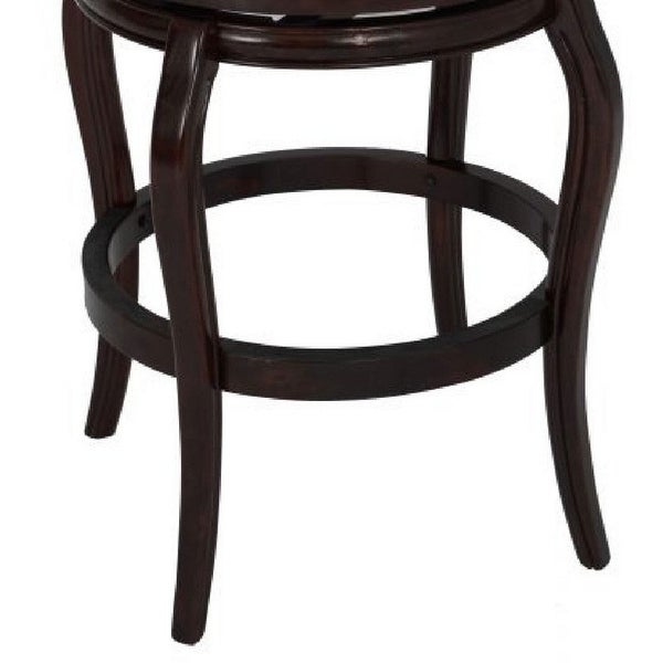 Rory 29 Inch Swivel Barstool， Solid Wood， Nailhead Trim