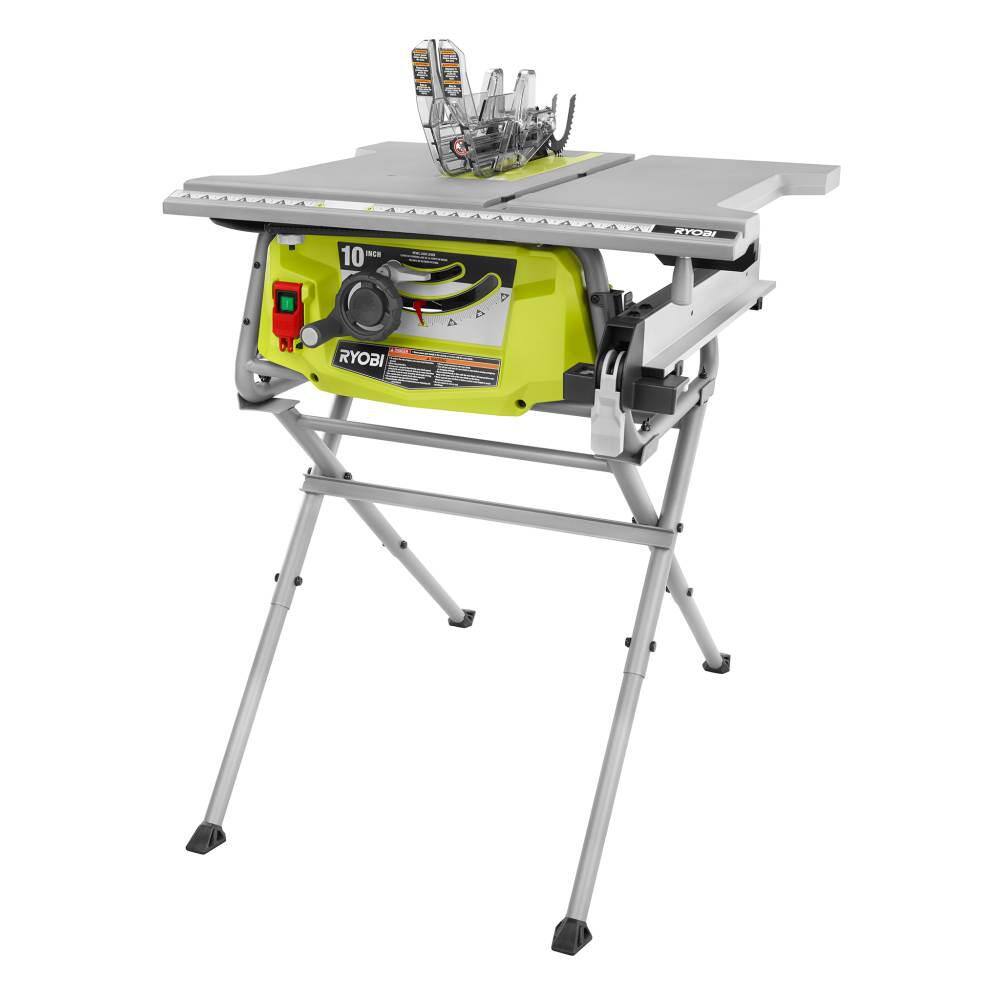 RYOBI 15 Amp 10 in. Compact Portable Corded Jobsite Table Saw with Folding Stand RTS12