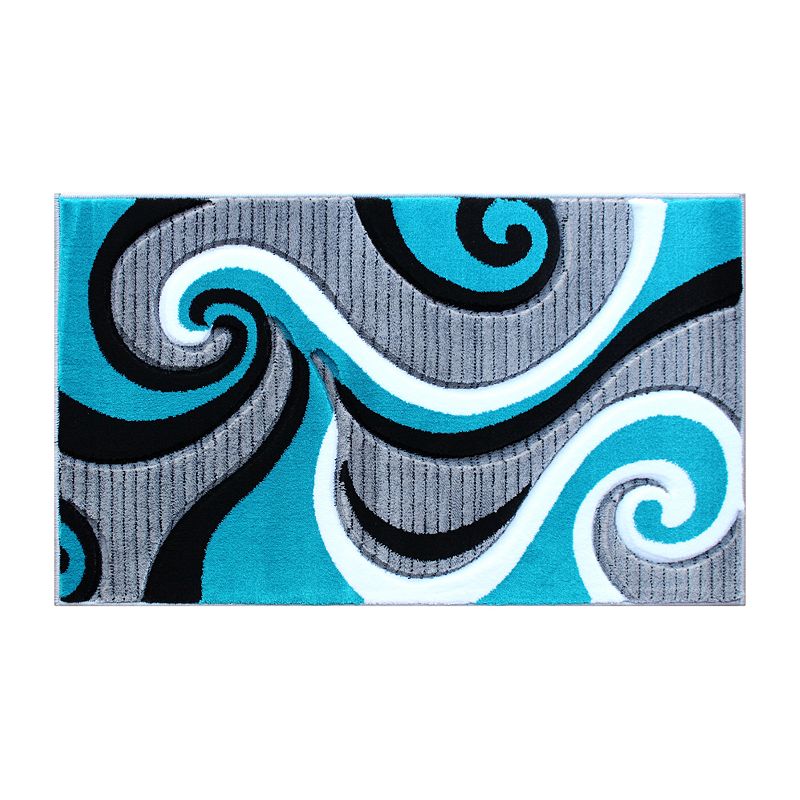 Masada Rugs Masada Rugs Sophia Collection 2'x3' Modern Contemporary Hand Sculpted Area Rug in Turquoise