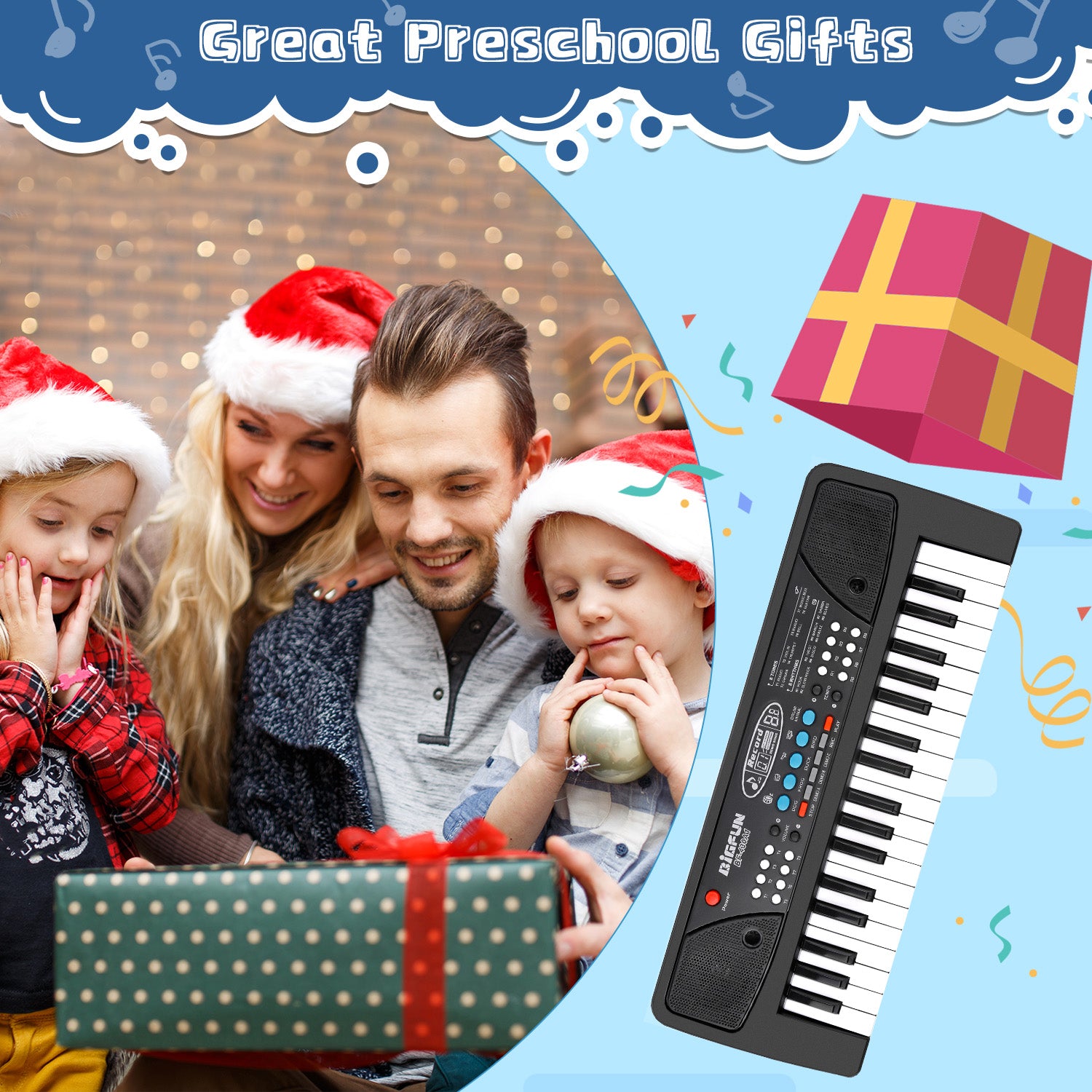 Shayson Kids Piano Keyboard， Piano for Kids with Microphone Musical Toys for 3-6 Year Old Boys Girls