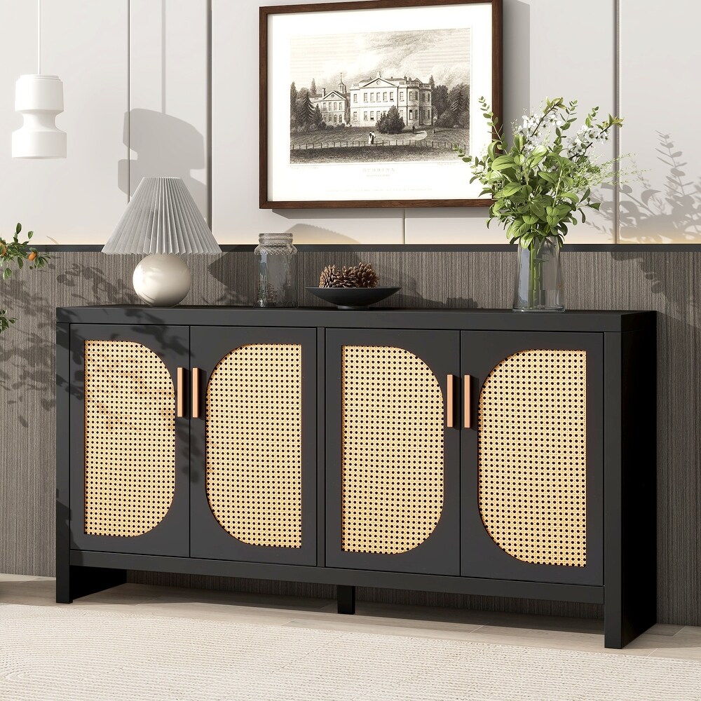 Rattan Storage Cabinet with Adjustable Shelves