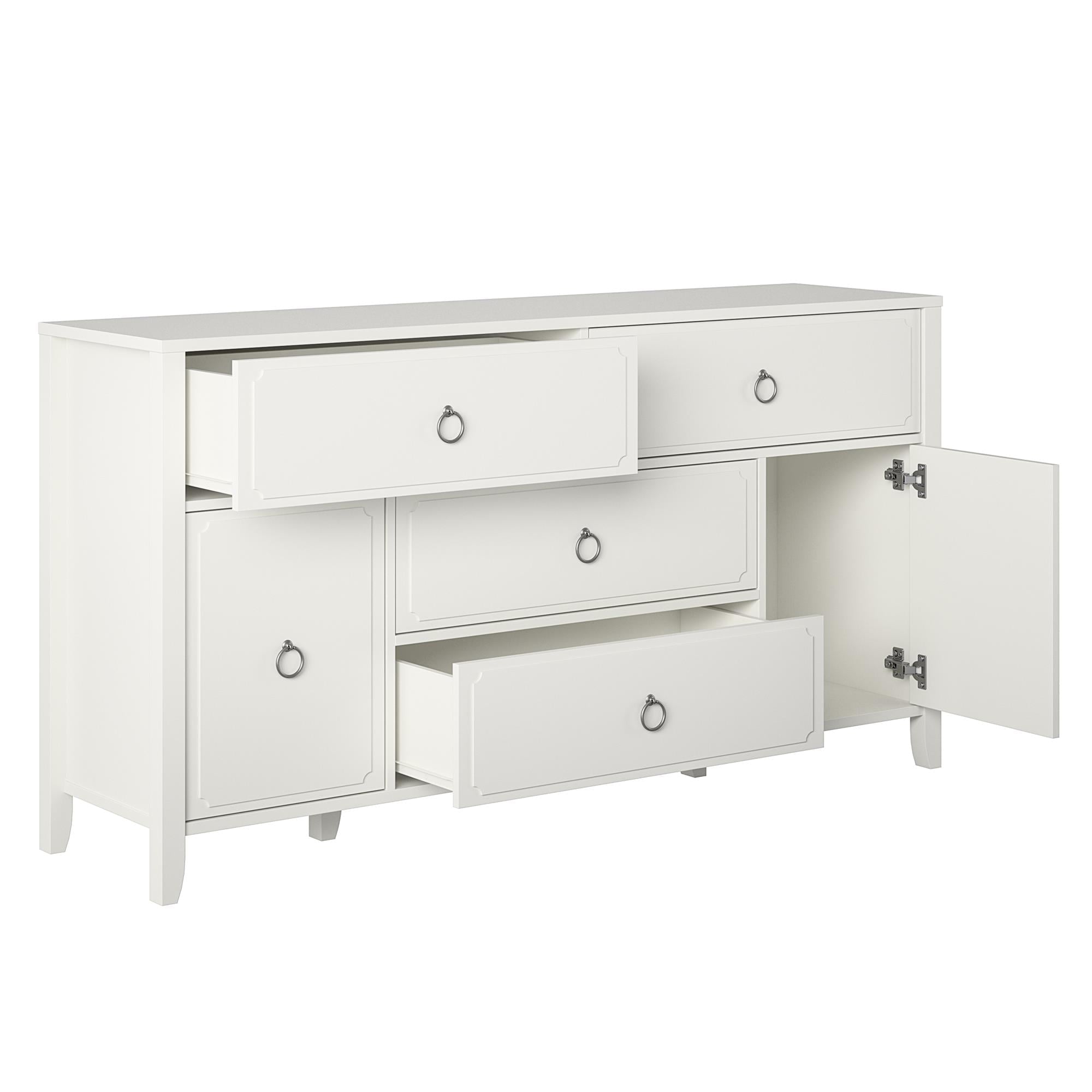 Novogratz Her Majesty 4 Drawer/2 Door Wide Dresser, Soft White