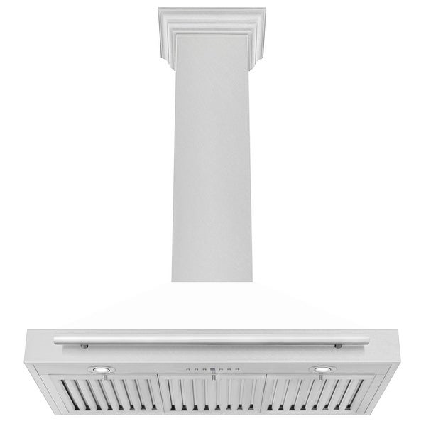 ZLINE Stainless Steel Range Hood with White Matte Shell and Stainless Steel Handle (KB4STX-WM)