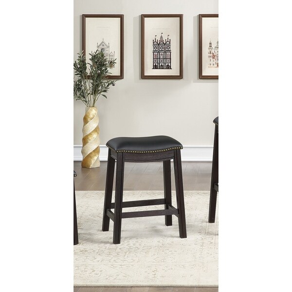 Black PU Upholstery Bar Stool， Set of 2