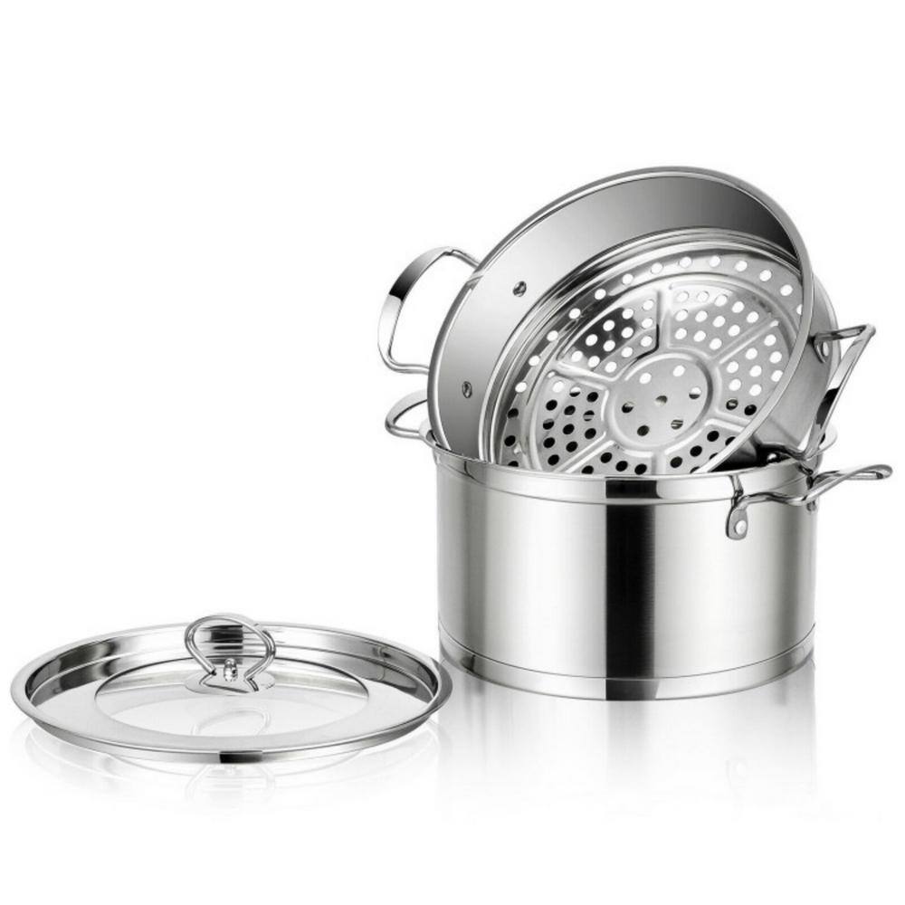 Bunpeony 2-Tier 5.2 qt. Premium Stainless Steel Pot with 2.3 qt. Steamer Insert and Lid ZMCT055-2