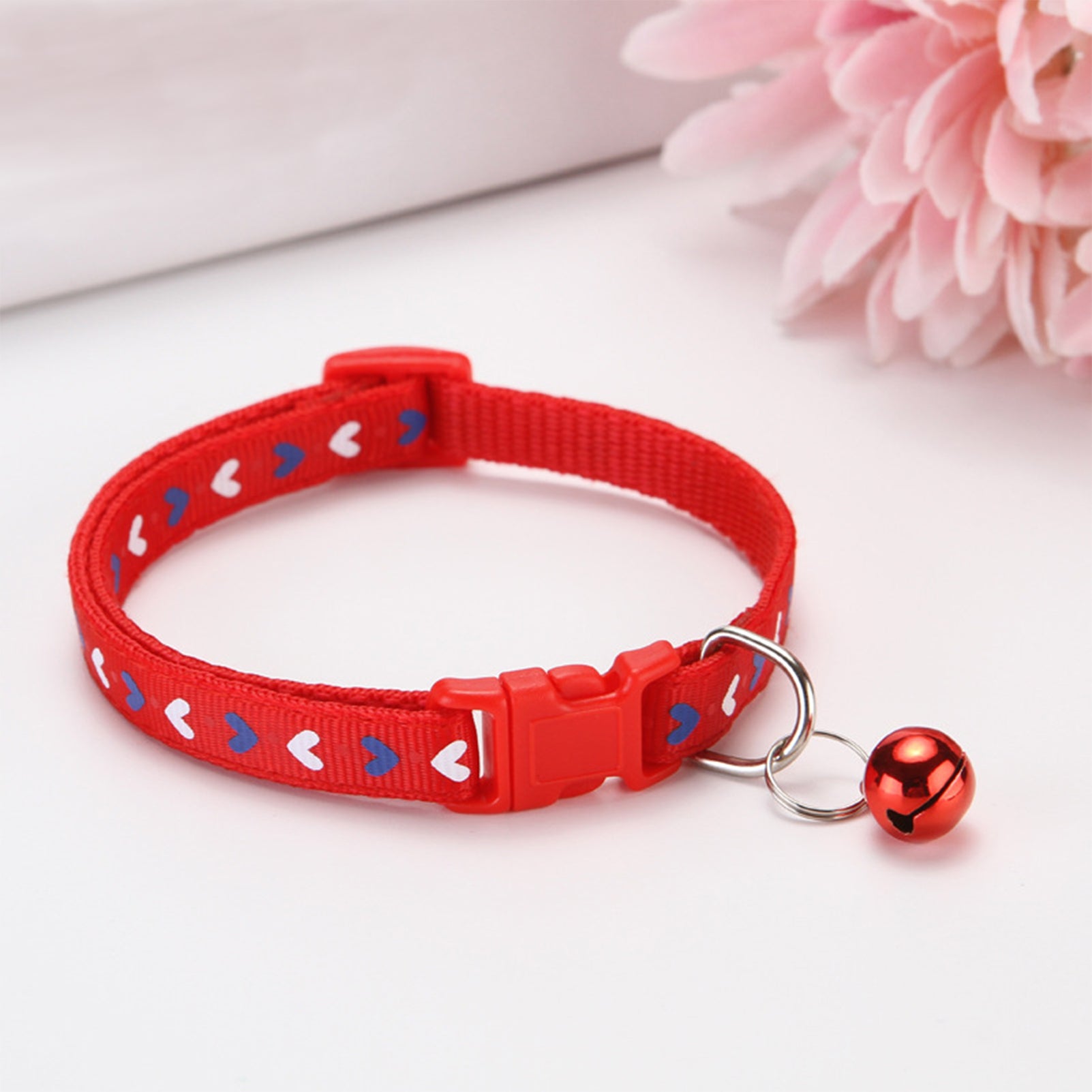 CHBORLESS 3 Pcs Nylon Cat Collar with Bell Adjustable Puppy Kitten Collar，Red