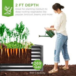 Best Choice Products 6 ft. x 3 ft. x 2 ft. Gray Outdoor Steel Raised Garden Bed Planter Box for Vegetables Flowers Herbs SKY6142