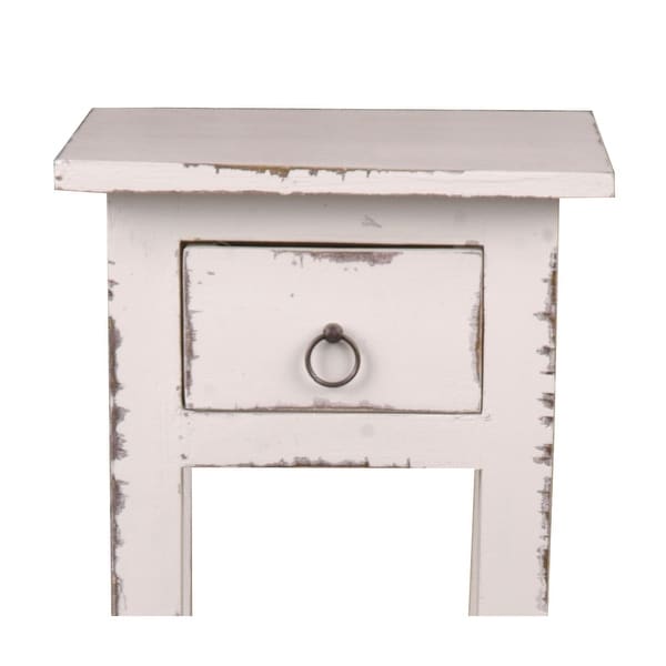 Sunset Trading Cottage Narrow Side Table Distressed White Washed