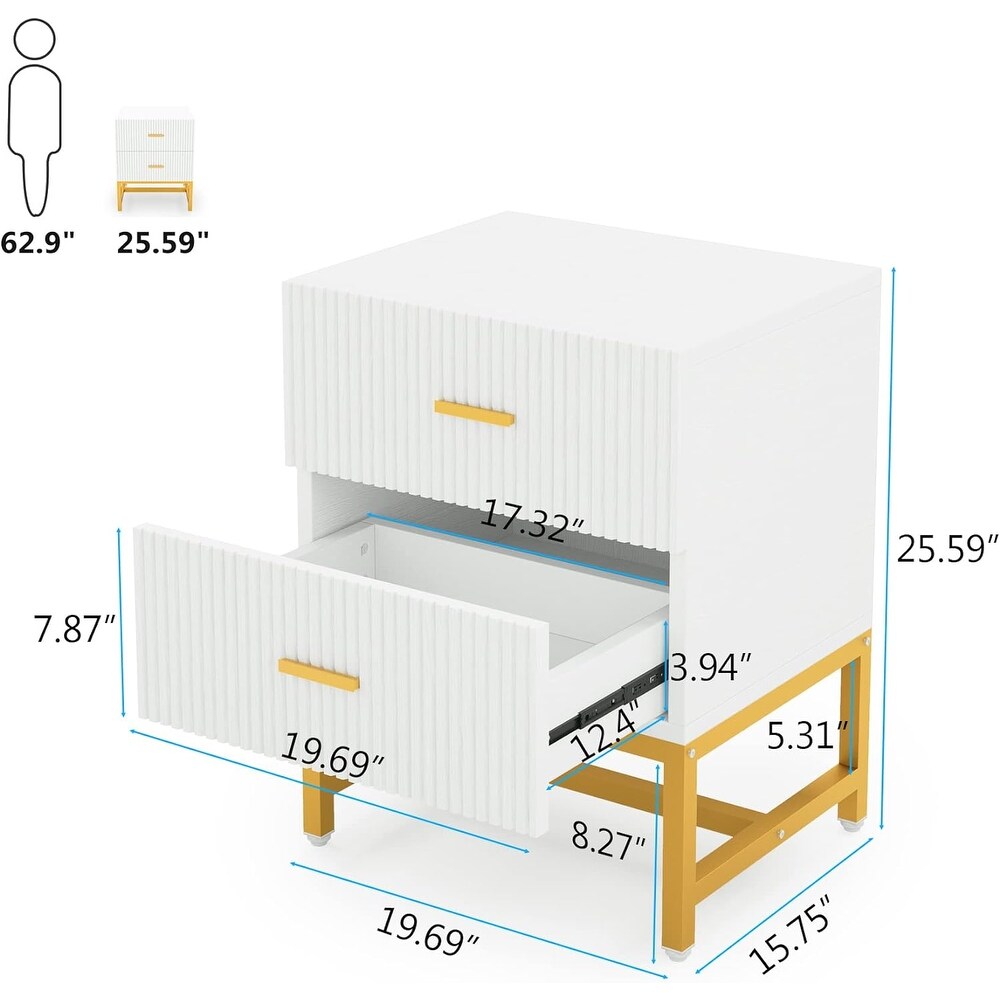 2 Drawer Nightstand  Modern Night Stands Bed Side Table