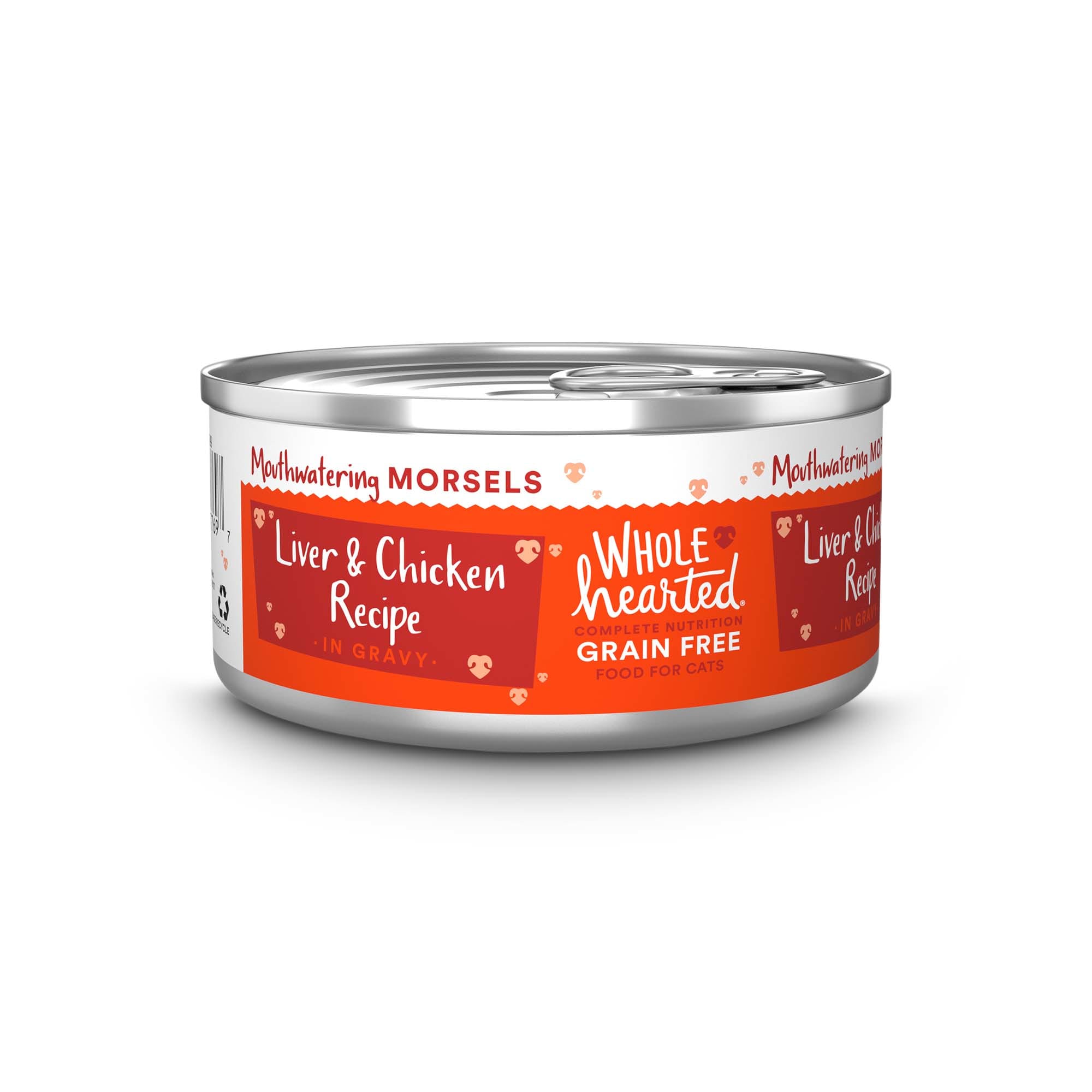 WholeHearted All Life Stages Grain-Free Chicken  Liver Recipe Morsels in Gravy Wet Cat Food， 5.5 oz.， Case of 12