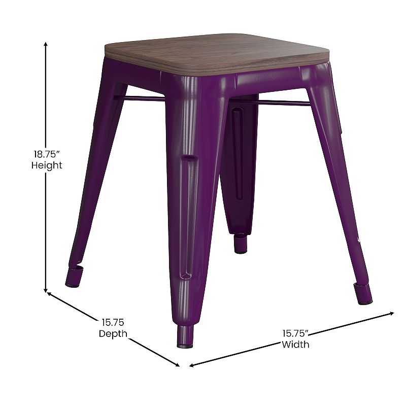 Flash Furniture Kai Purple Backless Table Height Stool 4-piece Set