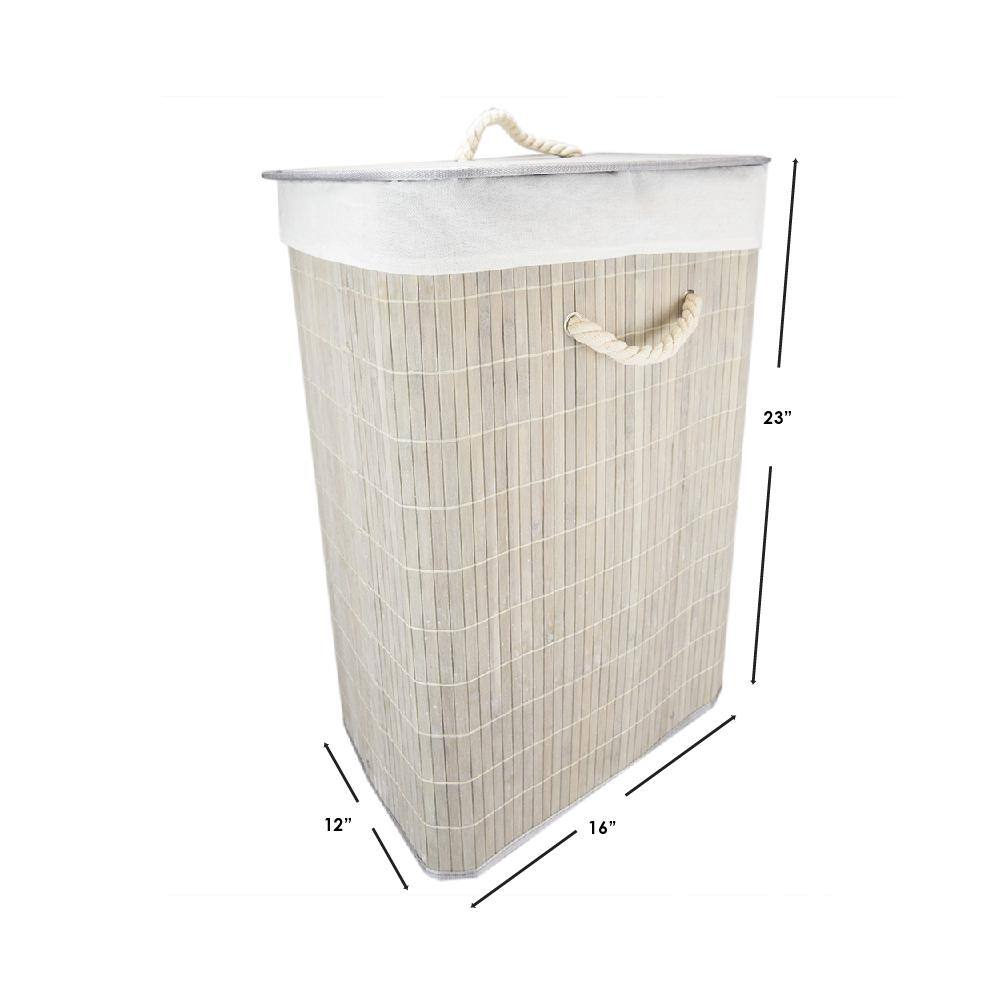 Home Basics Rectangular Grey Bamboo Laundry Hamper BH45164