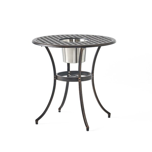 3 Piece Outdoor Aluminum Bistro Set with Central Ice Bucket for Patio and Garden