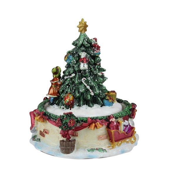 Musical Santa Claus And Christmas Tree Winter Scene Rotating Tabletop Decoration