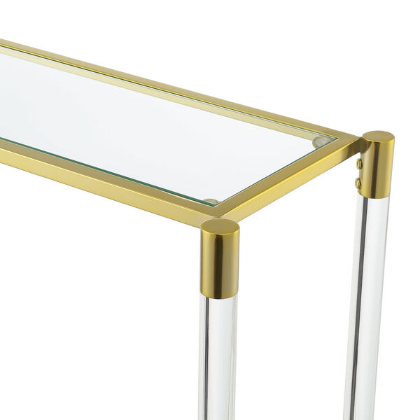 Royal Crest Gold 2-Tier Acrylic Glass Console Table