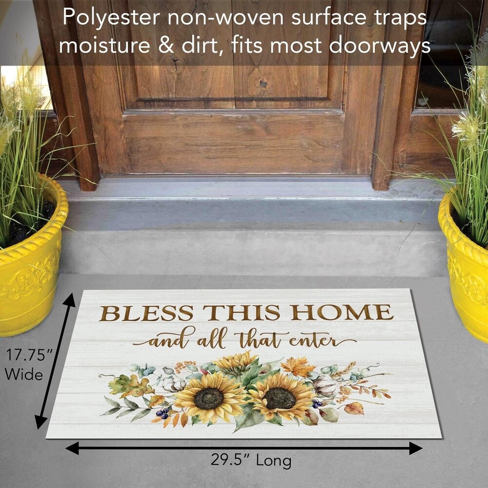 Bless This Home Fall Indoor/Outdoor Entryway Mat Made in The USA Low Profile Protective Non Skid Rubber Backing 29.5\