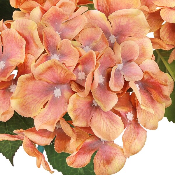 Set of 2 Deluxe NaturalLook Orange Cafe Artificial Hydrangea Flower Stem Bush Bouquet 20in