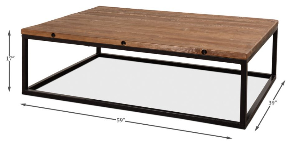 Brick Maker  x27s Boards Coffee Table Reclaimed Wood Top   Industrial   Coffee Tables   by Sideboards and Things  Houzz