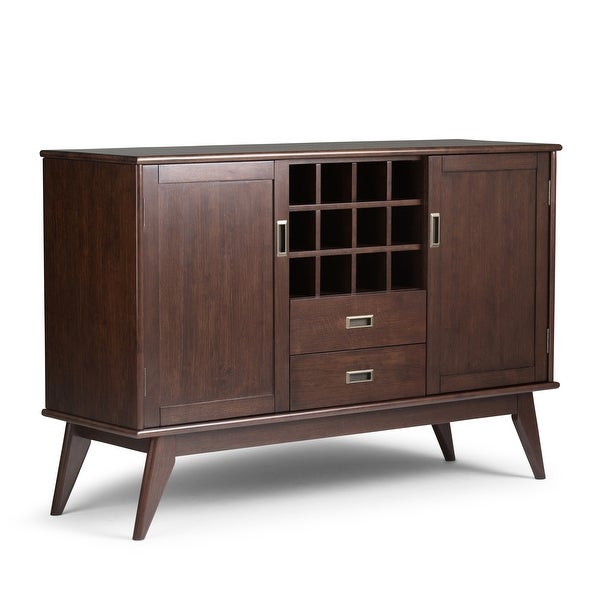 WYNDENHALL Tierney SOLID HARDWOOD 54 inch Wide Mid Century Modern Sideboard Buffet and Winerack - 54 W x 17 D x 36 H