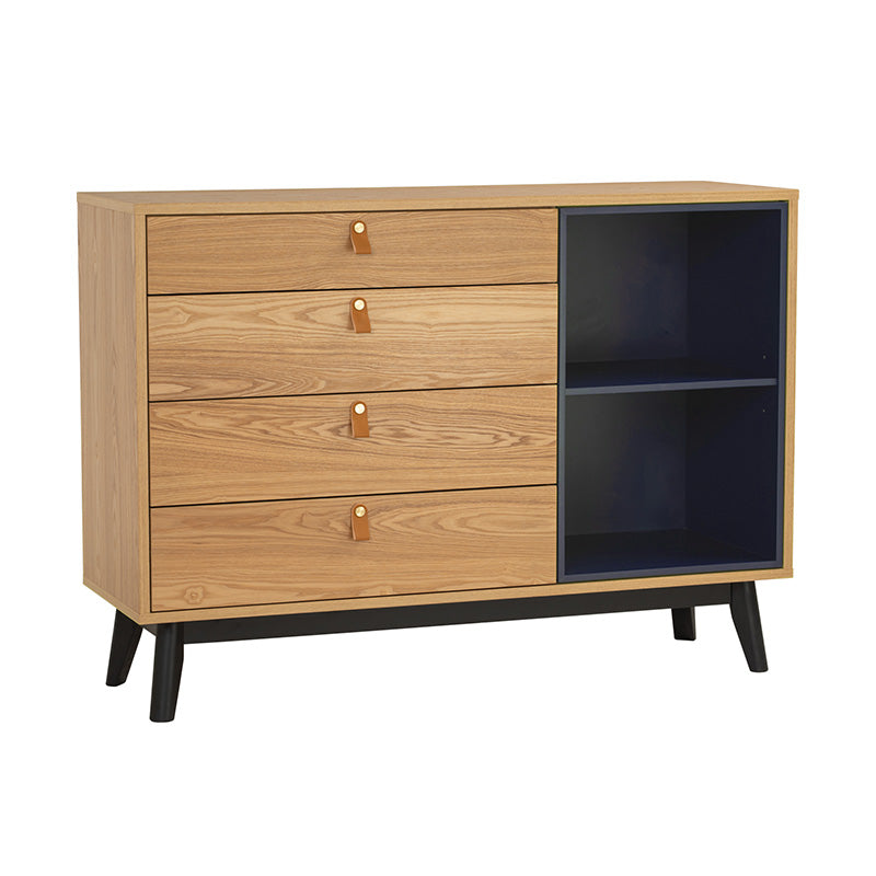 CASTOR Sideboard Buffet 125cm - Natural, Navy Blue & Black