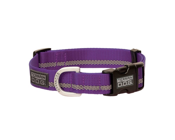 Terrain D.O.G. Reflective Snap-N-Go Adjustable Dog Collar， Large， Purple - 07-0857-R11