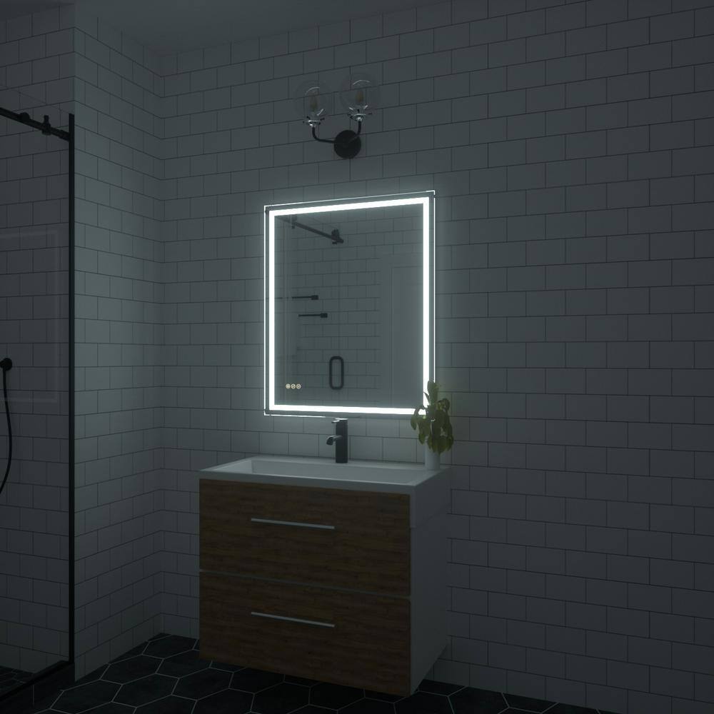 TaiMei 30 in. W x 36 in. H Frameless LED Single Bathroom Vanity Mirror in Polished Crystal MD04-3036SF1