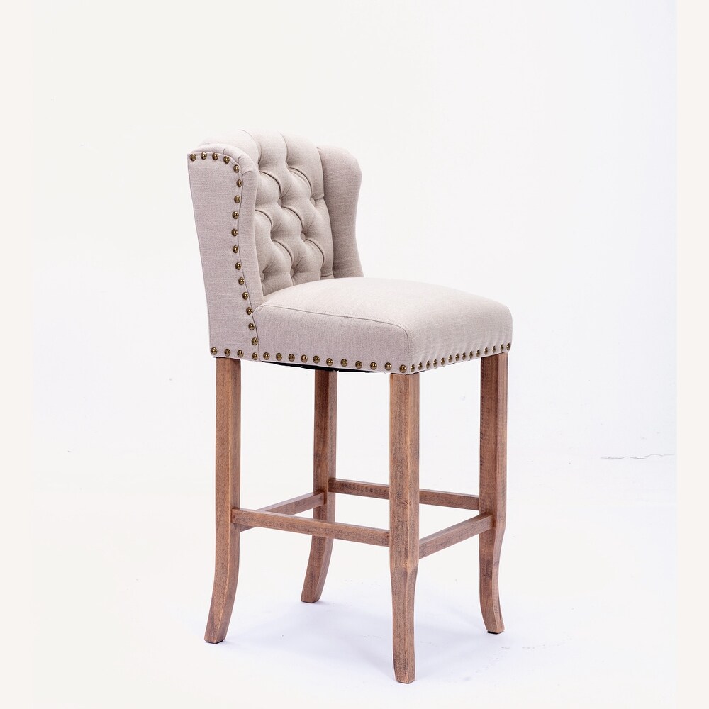 Bar Chairs with Tufted Upholstered Set of 2