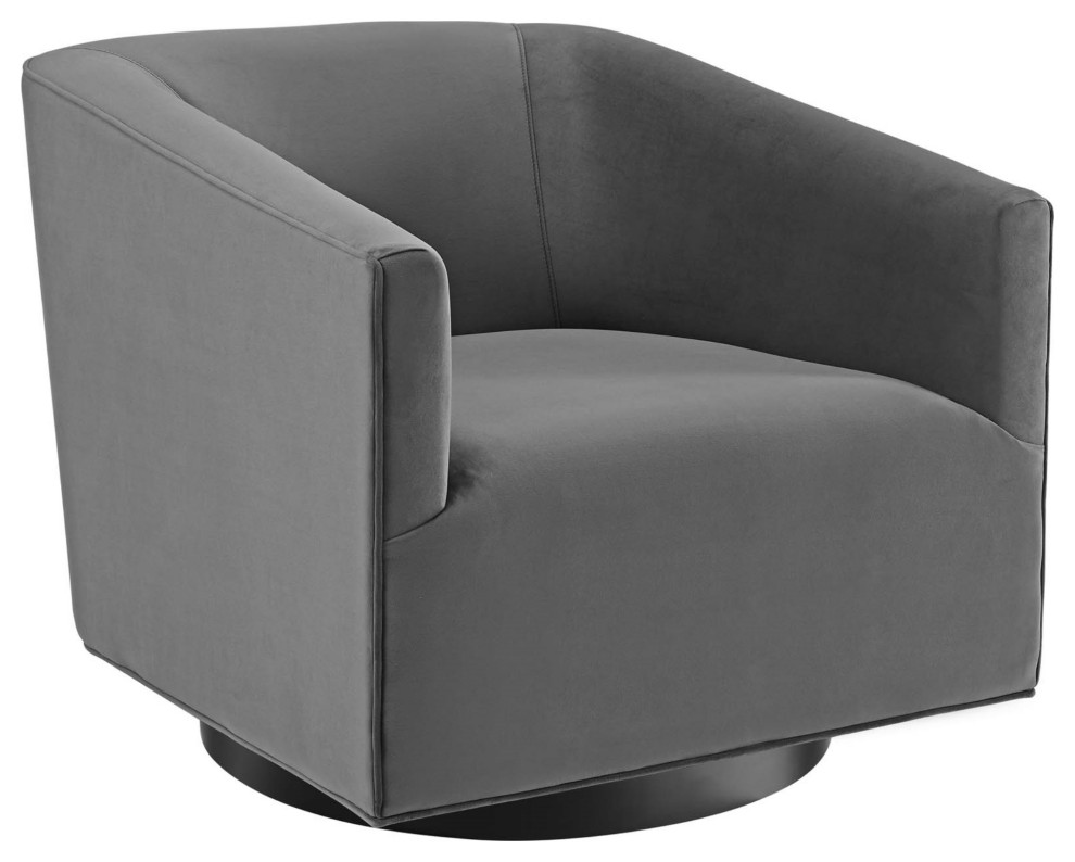 Twist Swivel Chair Performance Velvet Set of 2 Gray   Contemporary   Armchairs And Accent Chairs   by Kolibri Decor  Houzz