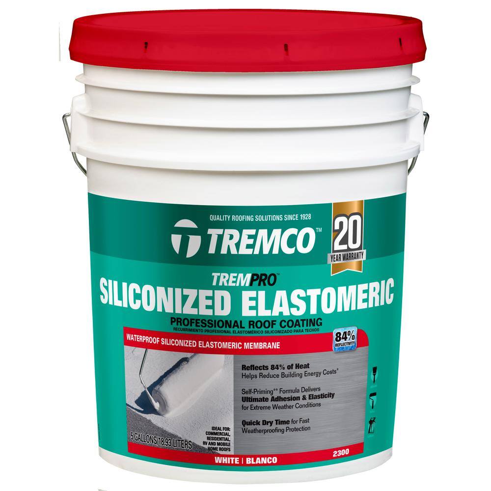 Tremco 5 Gal. 20-Year TremPro Siliconized Elastomeric Reflective Roof Coating 373133