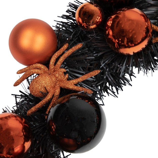 Northlight Orange Spiders And Ornaments Halloween Wreath 18 inch Unlit