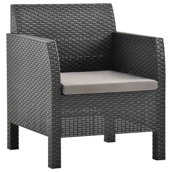 4 Piece Patio Lounge Set with Cushions PP Rattan Anthracite - Overstock - 36226387