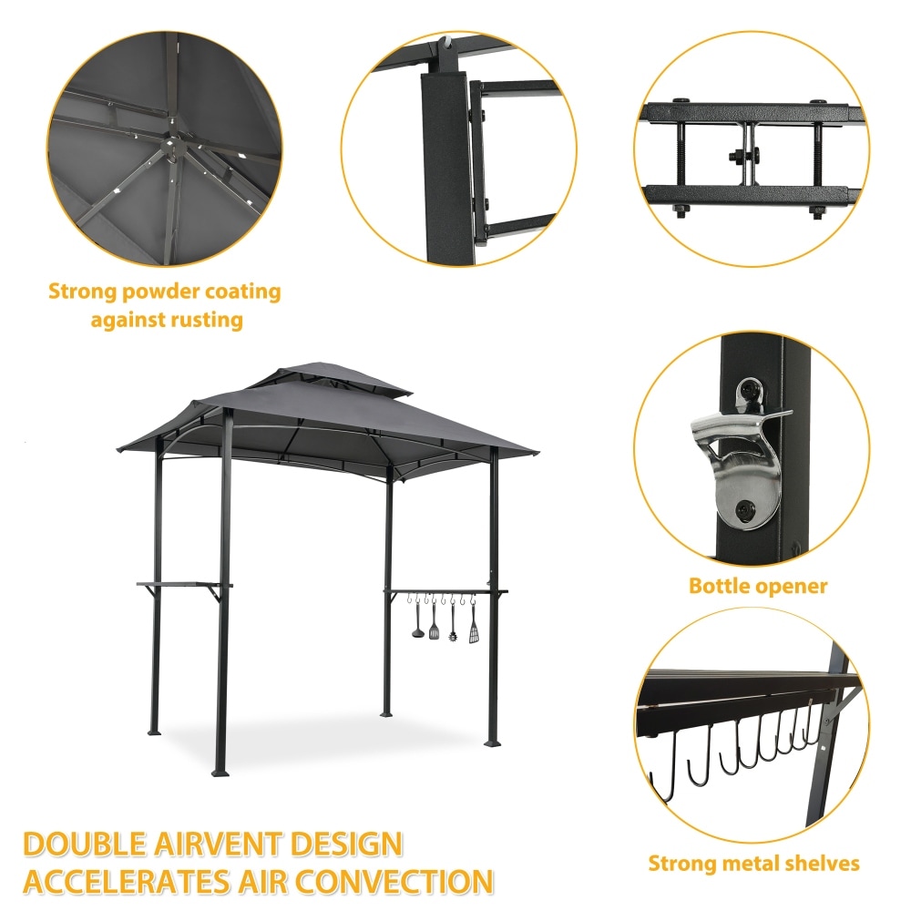 8 x 5 Ft Outdoor Gazebo Tent Double Top with hook and Bar Counters