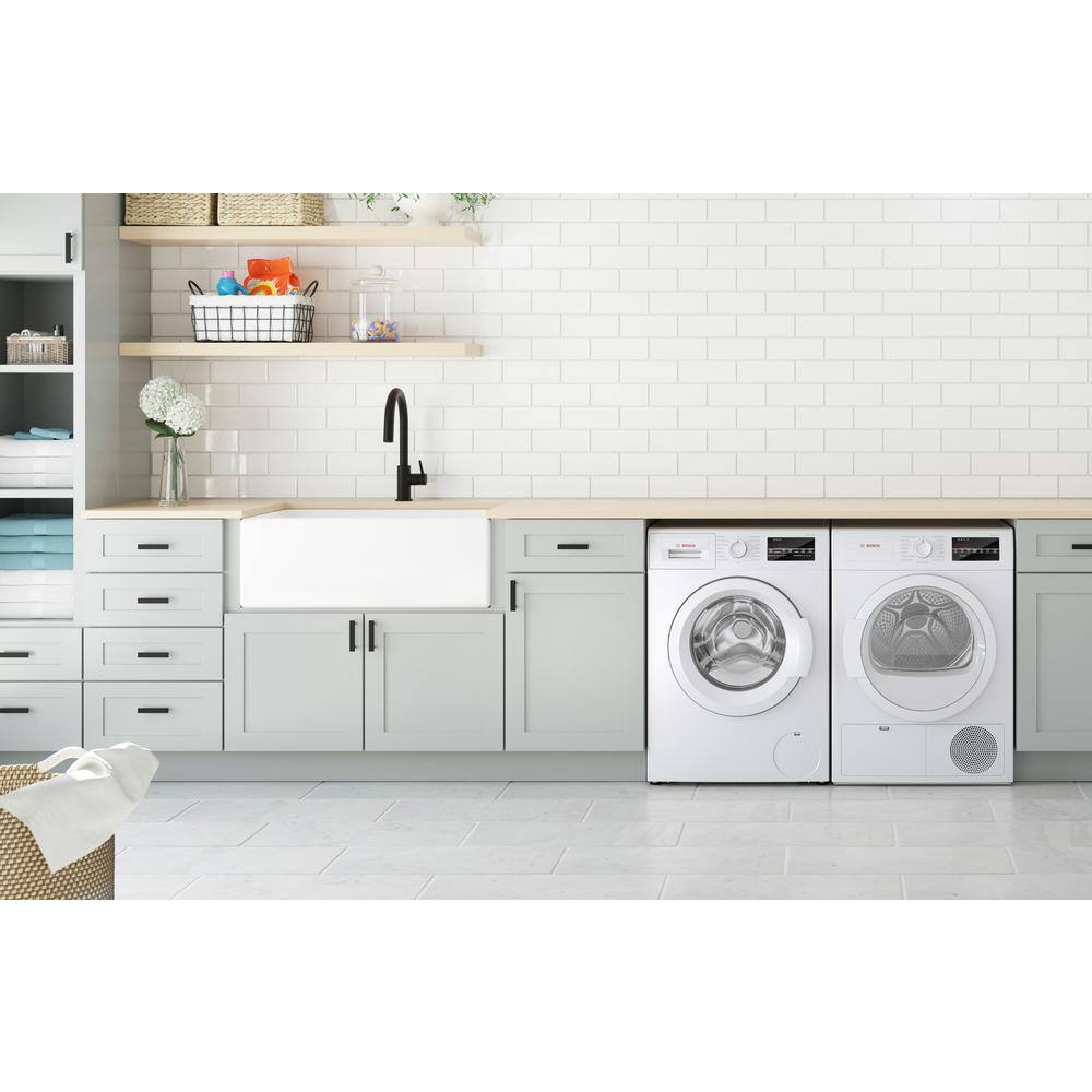 Bosch 300 Series 4 cu. ft. 240-Volt White Stackable Electric Ventless Condensate Compact Dryer ENERGY STAR WTG86403UC