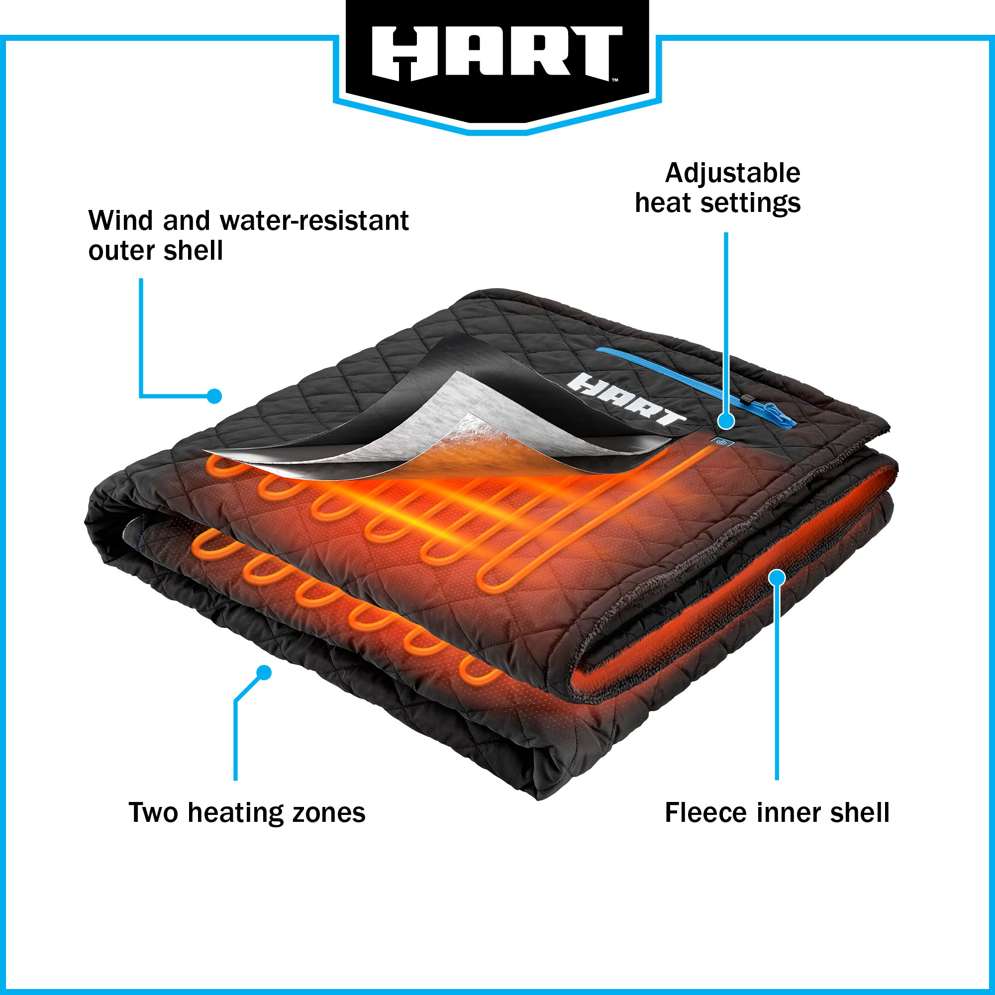 HART 20-Volt Cordless Heated Blanket Kit, Black