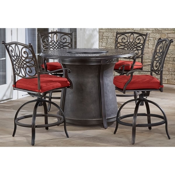 Hanover Traditions 5pc. Barheight Fire Pit Dining Set