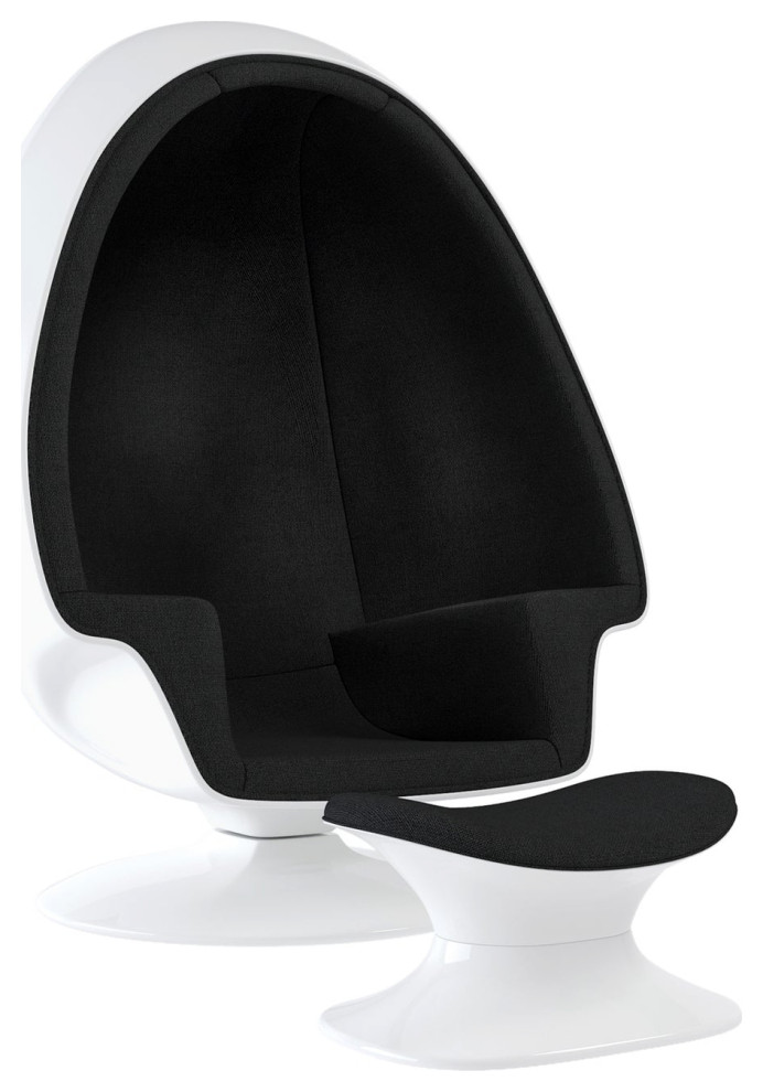 Alpha Egg Chair and Ottoman  Black   Midcentury   Armchairs And Accent Chairs   by World Modern Design  Houzz