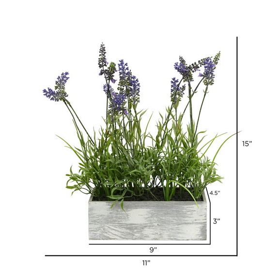 Vickerman FE181101 15 Lavender Plant in Wood Rect...