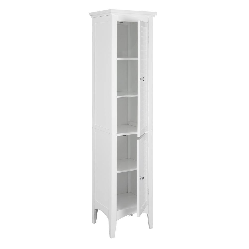 Teamson Home Simon 15 in. W x 63 in. H x 13-14 in. D Bathroom Linen Storage Floor Cabinet with 2-Shutter Doors in White HDT588