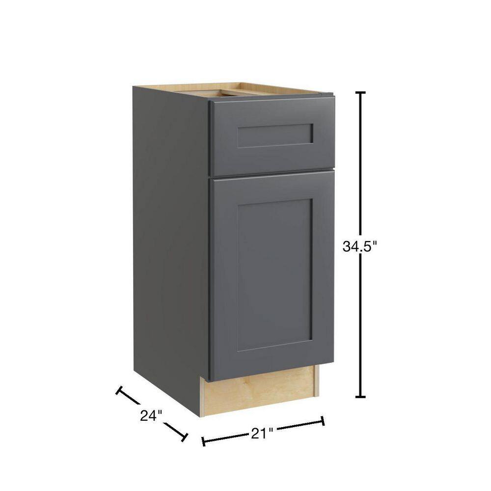 Home Decorators Collection Newport Onyx Gray Painted Plywood Shaker Stock Assembled Base Kitchen Cabinet Left Drawer (21 in. x 34.5 in. x 24 in.) B21L-NDO