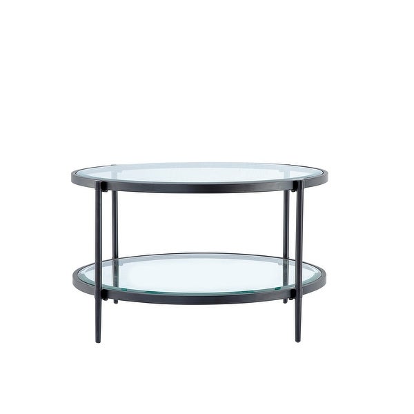 GZMR Round Coffee Table Accent Table with Shelf