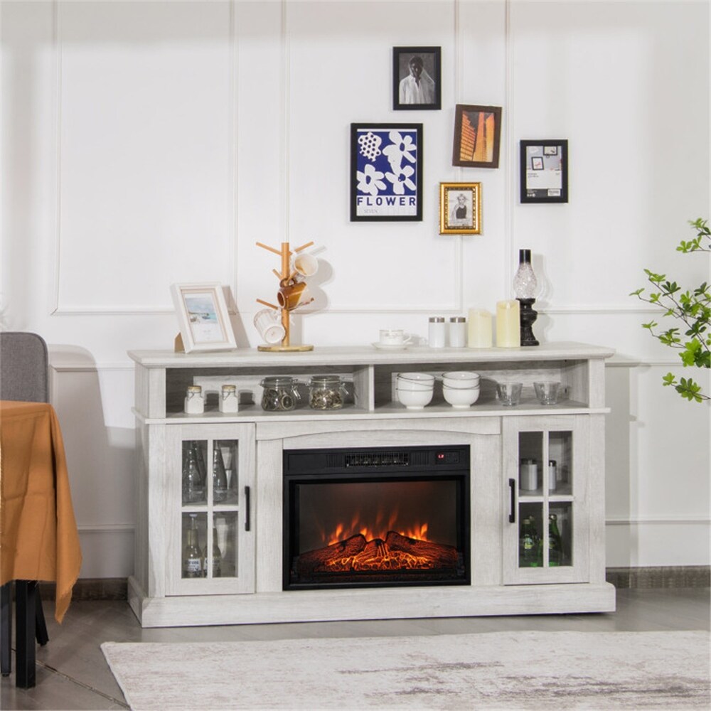 Mordern Fireplace TV Stand for TVs Up to 65 Inch with Cabinets