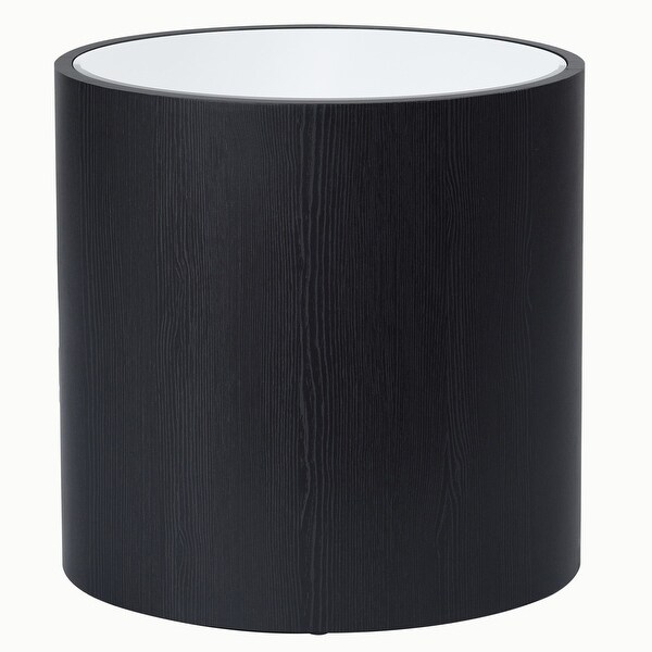 Dann Foley Lifestyle - Oval Side Table - Black Veneer， Inset Mirrored Table Top