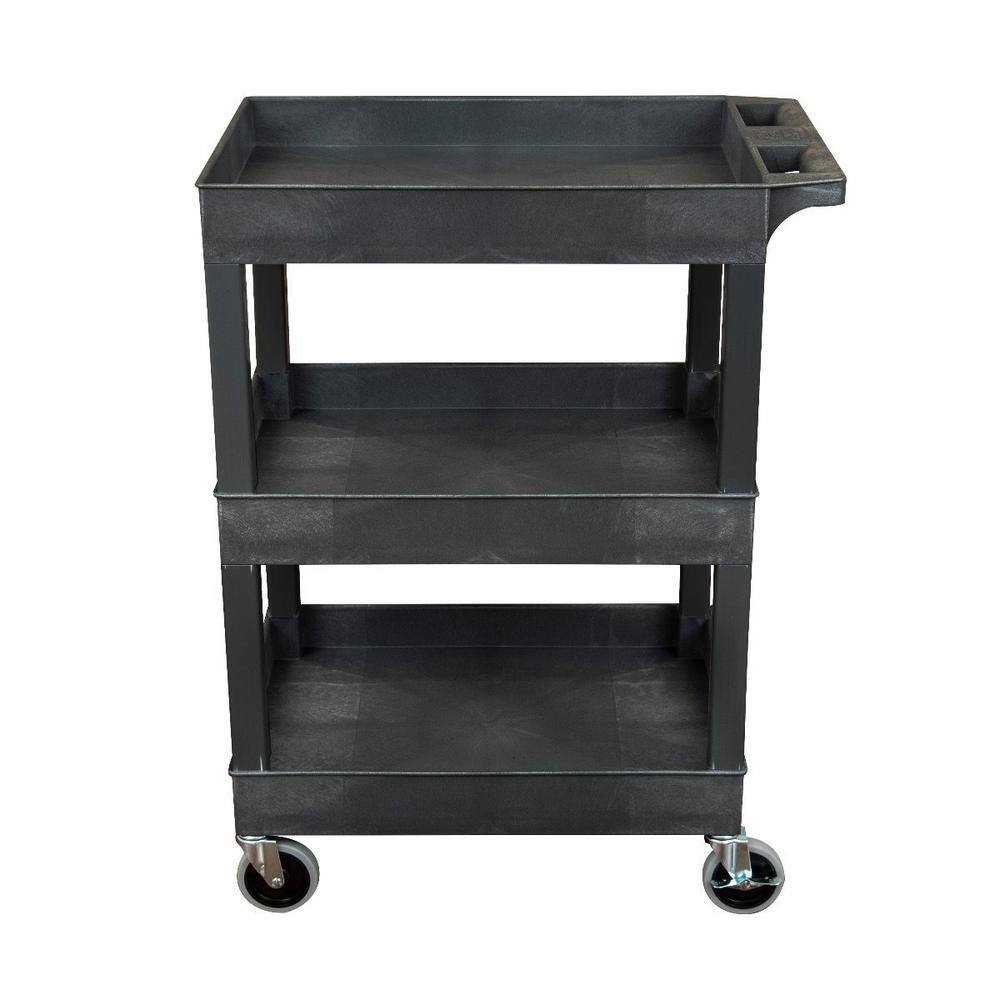 Luxor SEC 3-Shelf Polypropylene Utility Cart Black SEC111-B